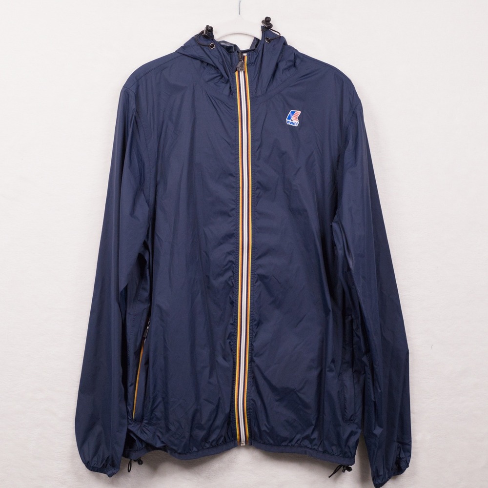 K-WAY Le Vrai Claude 3.0 Rain Jacket Packable Windbreaker Waterproof Navy Sz M